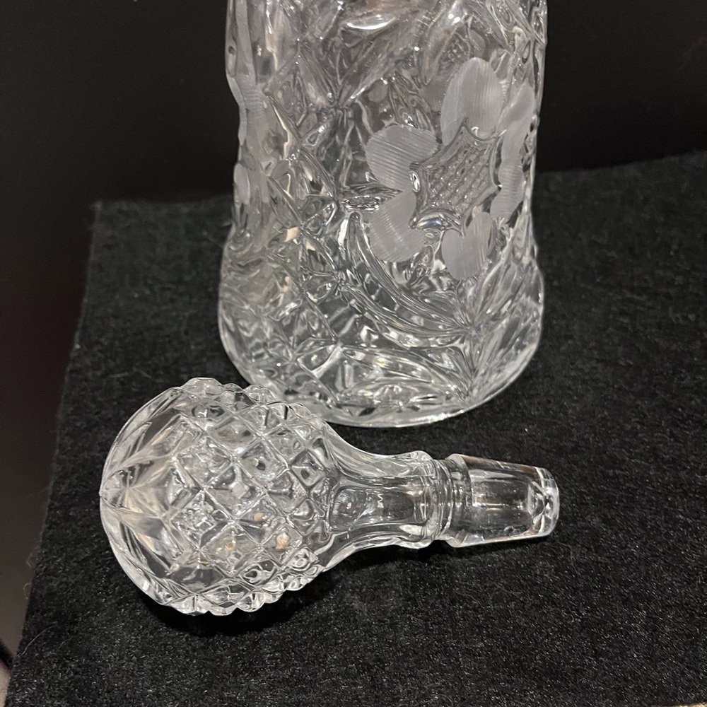 Vintage Pressed Glass Decanter with Floral Star Motif - Picture 8 of 16